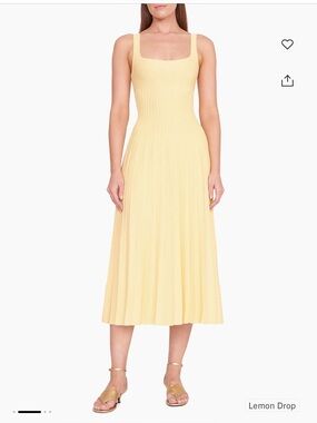 $295 STAUD Women's Yellow Staud Sleeveless Knit Square Neck Ellison Dress Size S